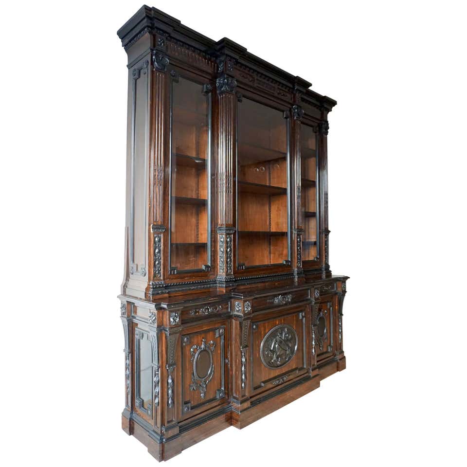 Magnificent Madagascar Ebony And Blackened Pear Wood Bookcase Bibliotheque For Sale At 1stdibs