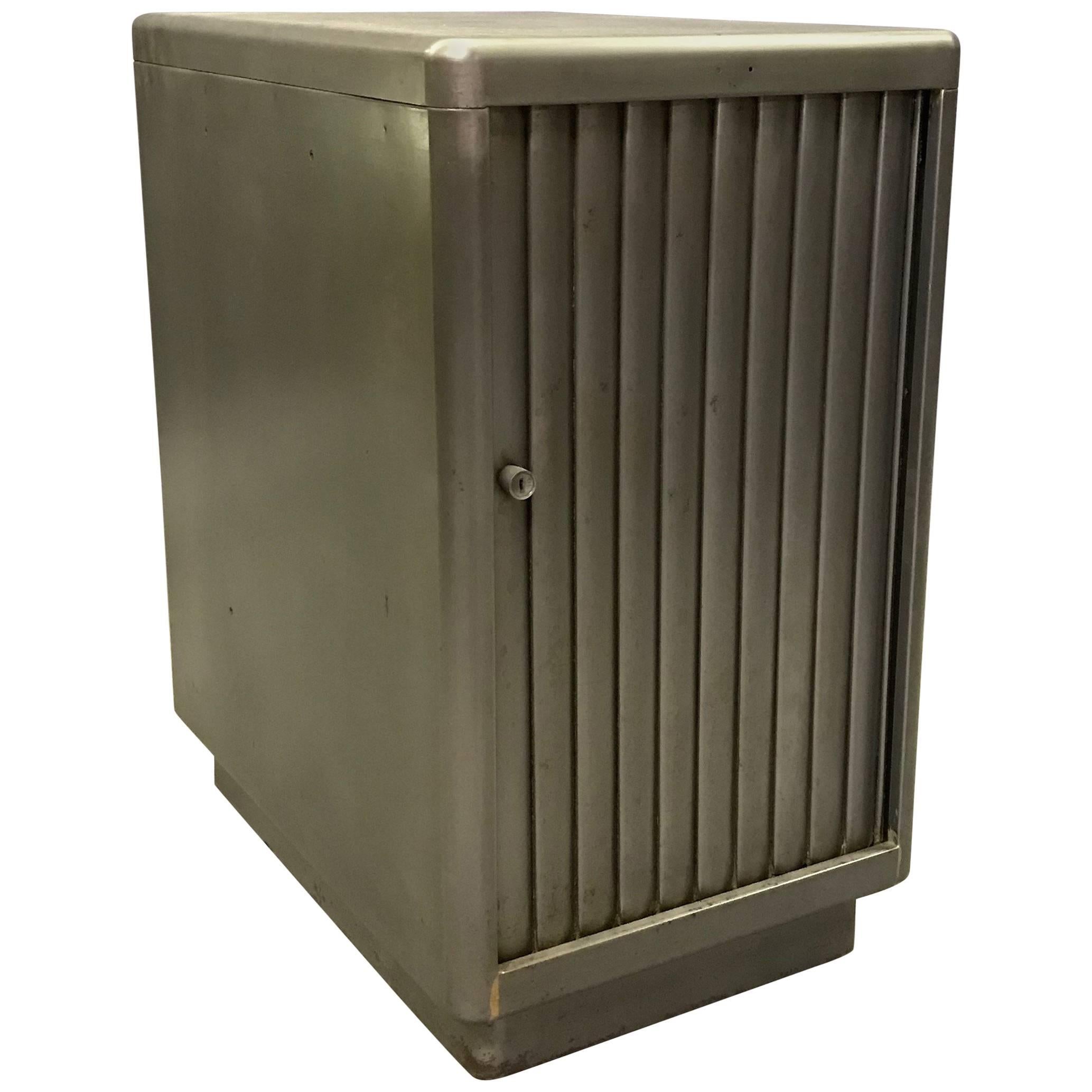Industrial Brushed Steel Tambour Door Office Storage Cabinet