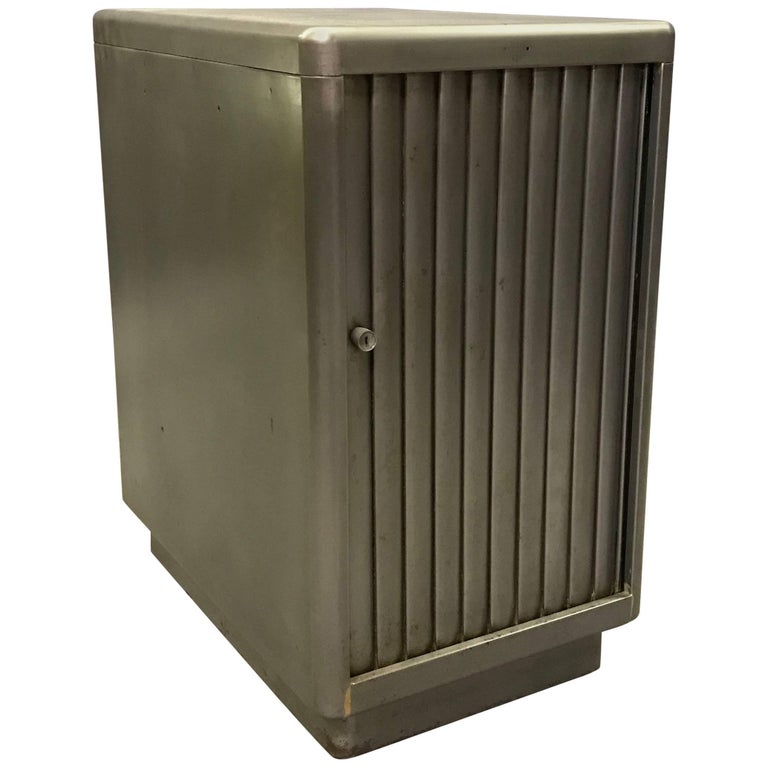 Industrial Brushed Steel Tambour Door Office Storage at 1stDibs