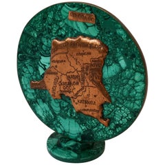 Malachite Sculpture with the Map of Congo