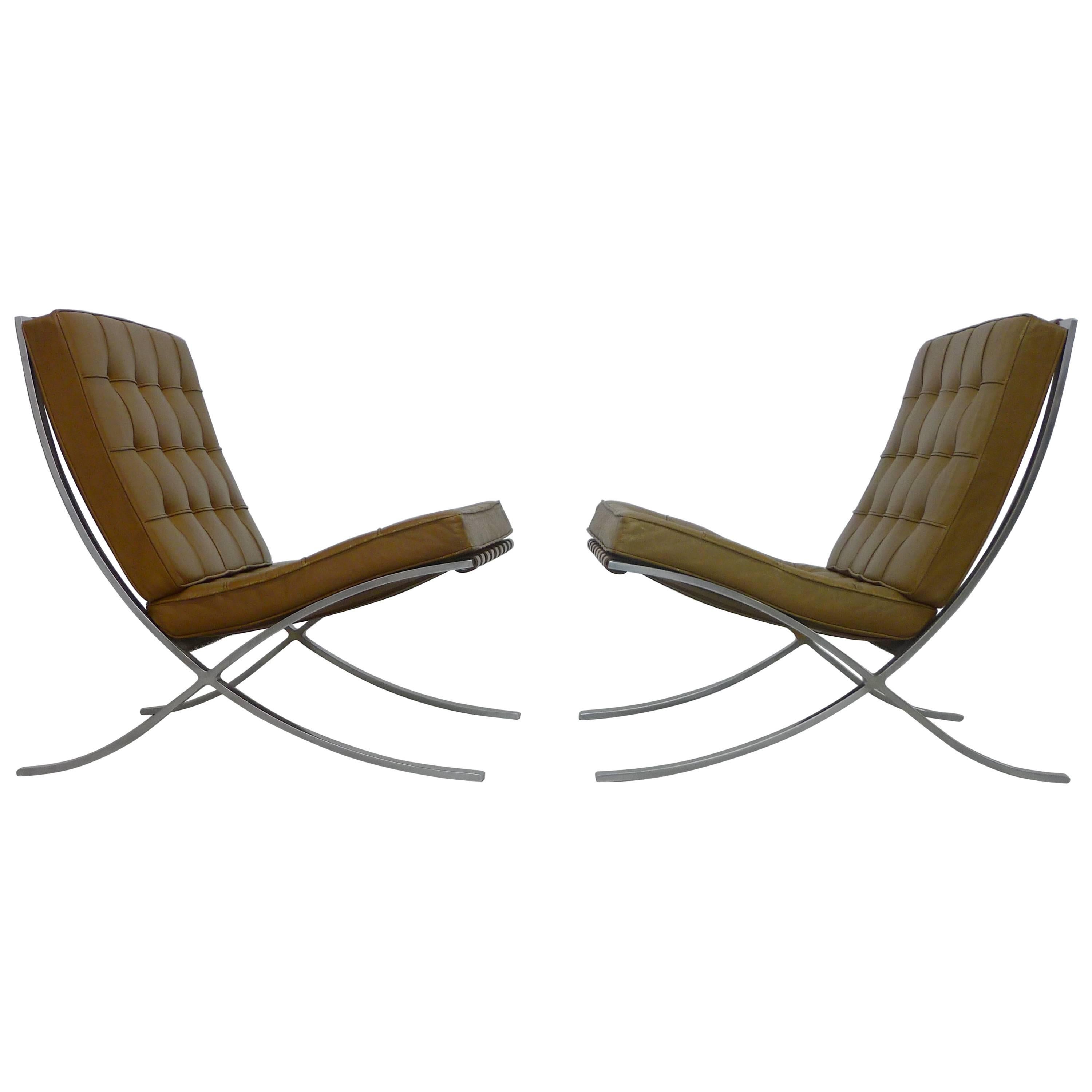 Mies van Der Rohe; Vintage Barcelona Chairs with Knoll Labels, circa 1960s 