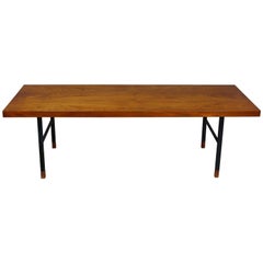 Made in Denmark Coffee Table with Teak Top and Black Metal Base