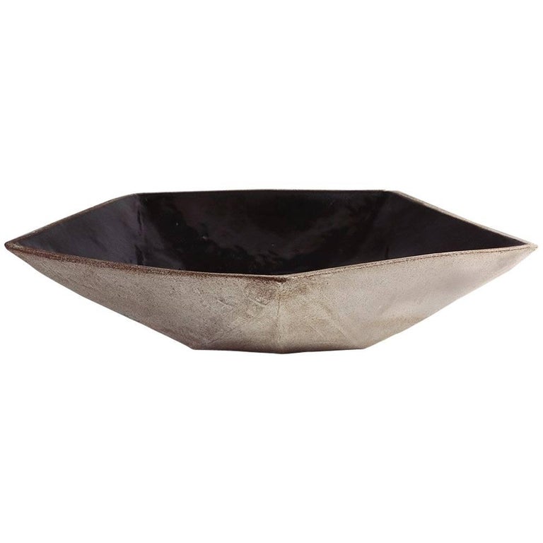 Facet Stony Gray And Black Glazed Low Wide Geometric Ceramic Coffee Facet Stony Gray And Black Glazed Low Wide Geometric Ceramic Coffee Table Bowl For