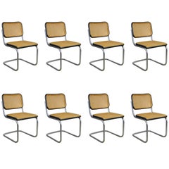 Set of Eight Marcel Breuer Chairs, Model B32 by Thonet