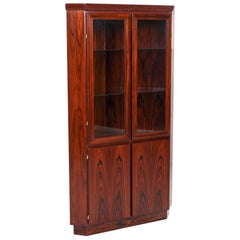 Danish Modern Rosewood Curio Corner Cabinet by Skovby, circa 1970s