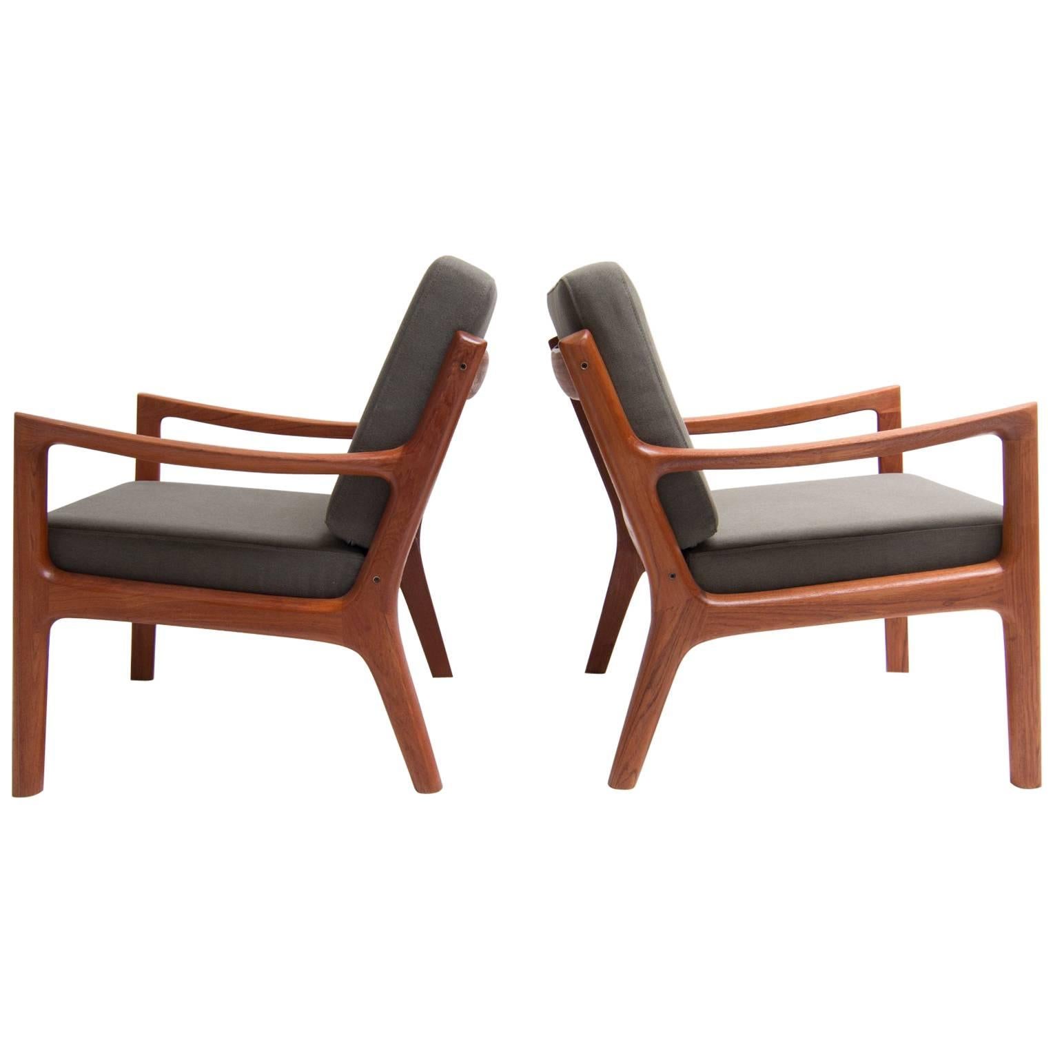 Ole Wanscher Senator Lounge Chairs Produced by France and Son Set of Two