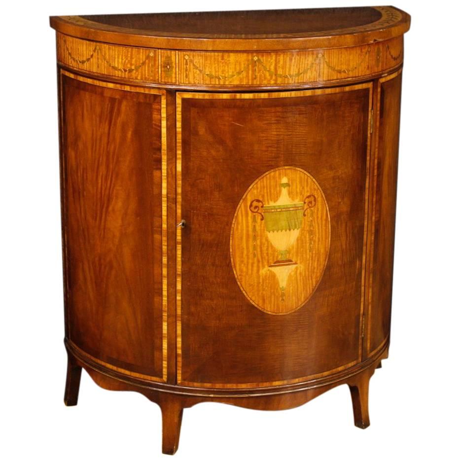 20th Century English Inlaid Demilune Sideboard