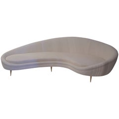 Federico Munari, Sofa in White Fabrics, Golden Brass Feet, circa 2000, Italy