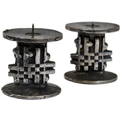 Stainless Steel Candleholders Set of Two "Steel Art" from Polaris, Olav Joa