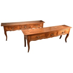 Outstanding Pair of French Cherry Wood Three Drawer Servers