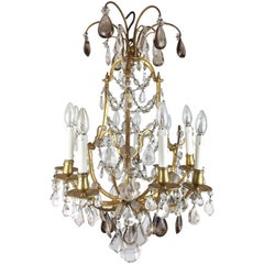 Antique Exquisite Eight-Arm Rock Crystal Cage Chandelier