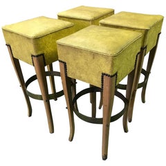 French Art Deco Bar Stools Set of Four