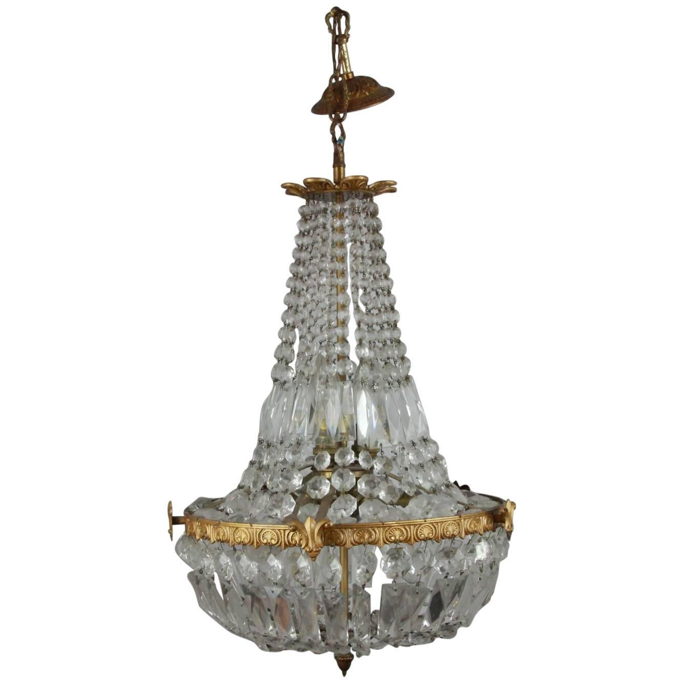 English Small Bag and Swag Pendant Chandelier For Sale