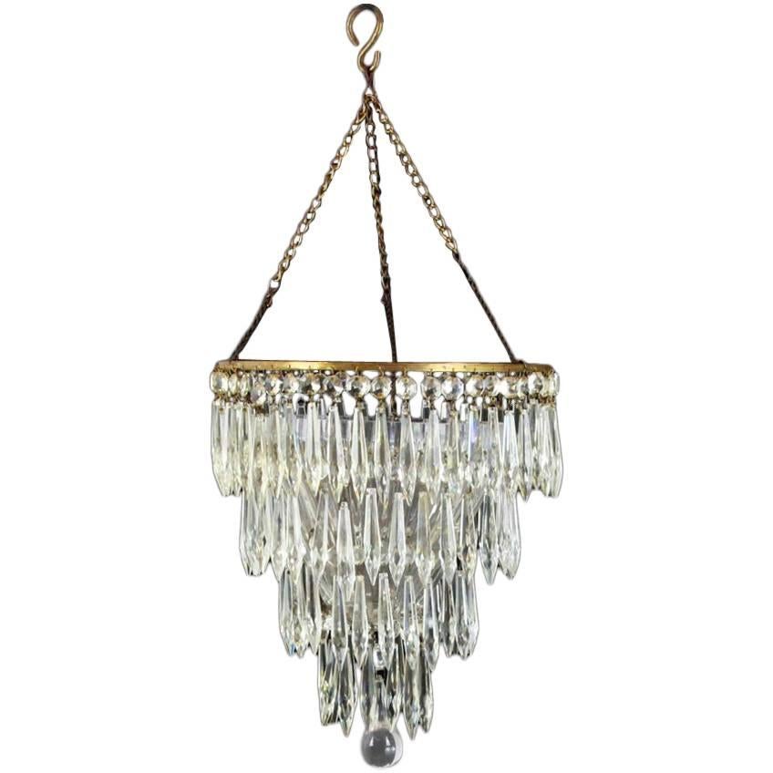Three-Tier Cut-Glass Icicle Drop Chandelier For Sale