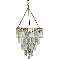 Antique Three-Tier Cut-Glass Icicle Drop Chandelier