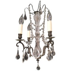 Small Black Patina and Crystal Chandelier