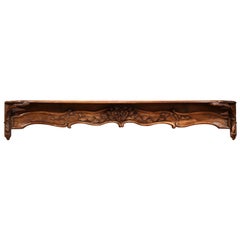 Antique 19th Century French Carved Walnut Decorative Hanging Shelf from Normandy