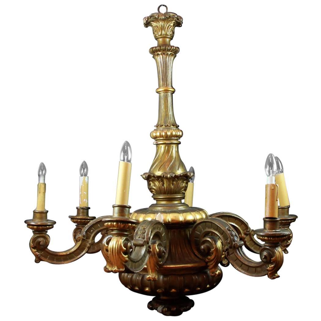 Large Carved French Chandelier For Sale