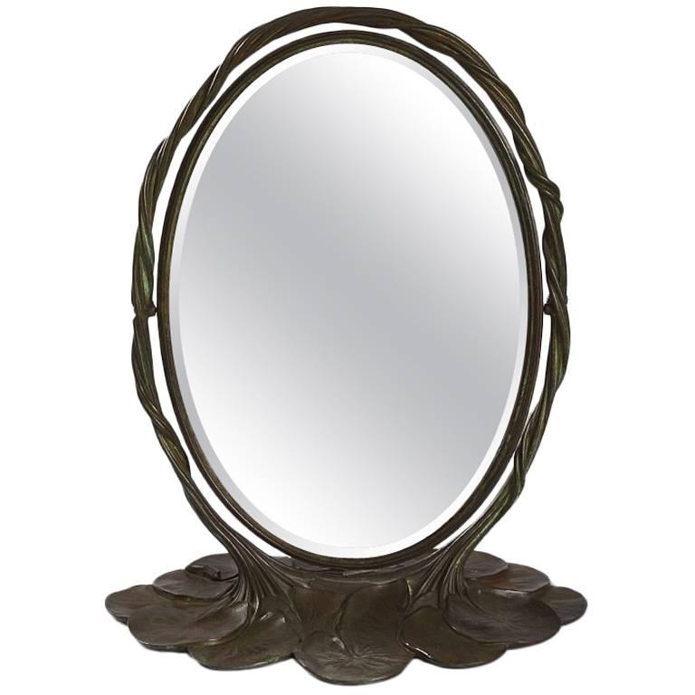 Tiffany Studios New York Bronze "Lily Pad" Mirror 