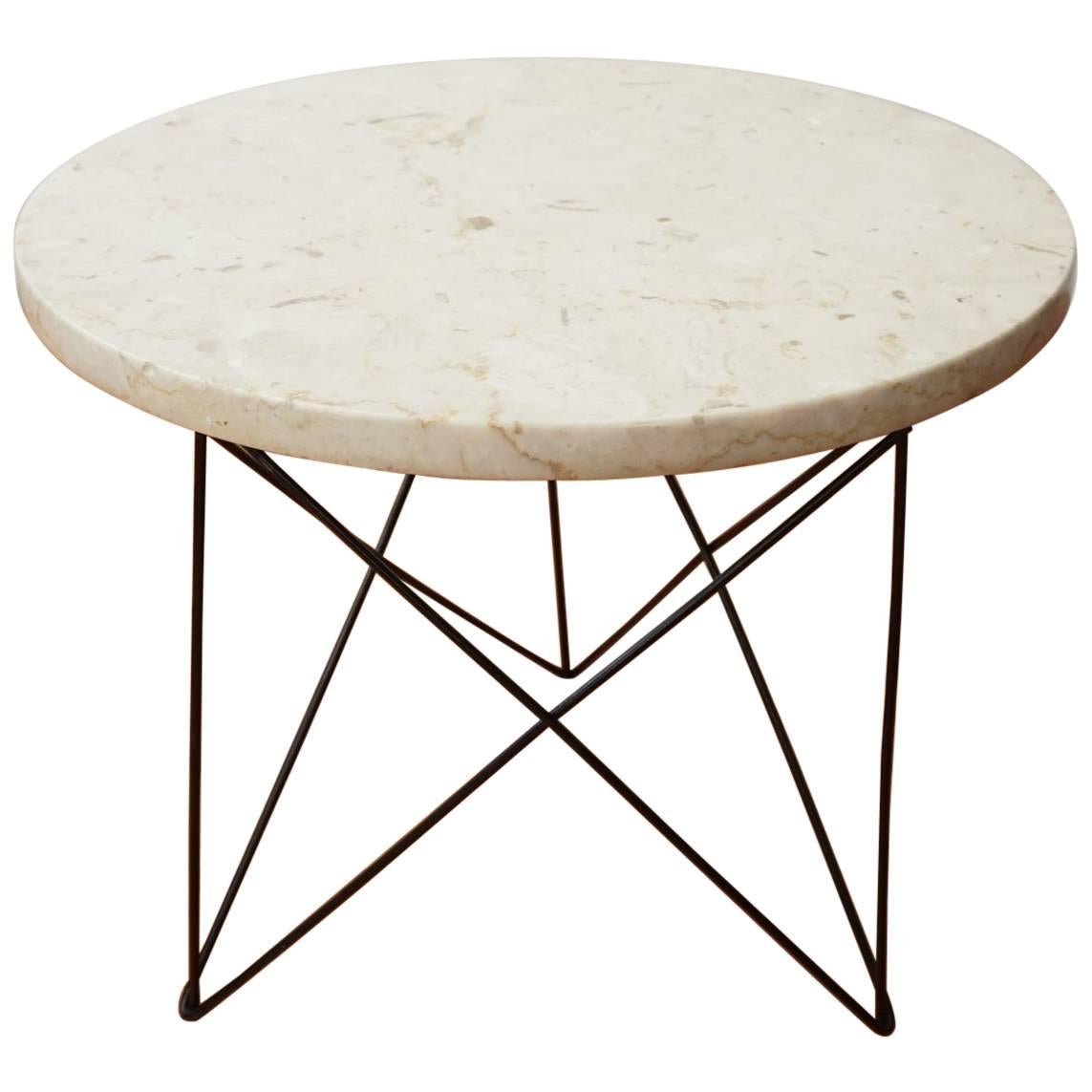 Martin Perfit for Rene Brancusi Marble Top Occasional Table with Strut Base