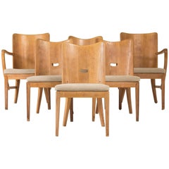 Set of Six 1930s Oak Dining Chairs