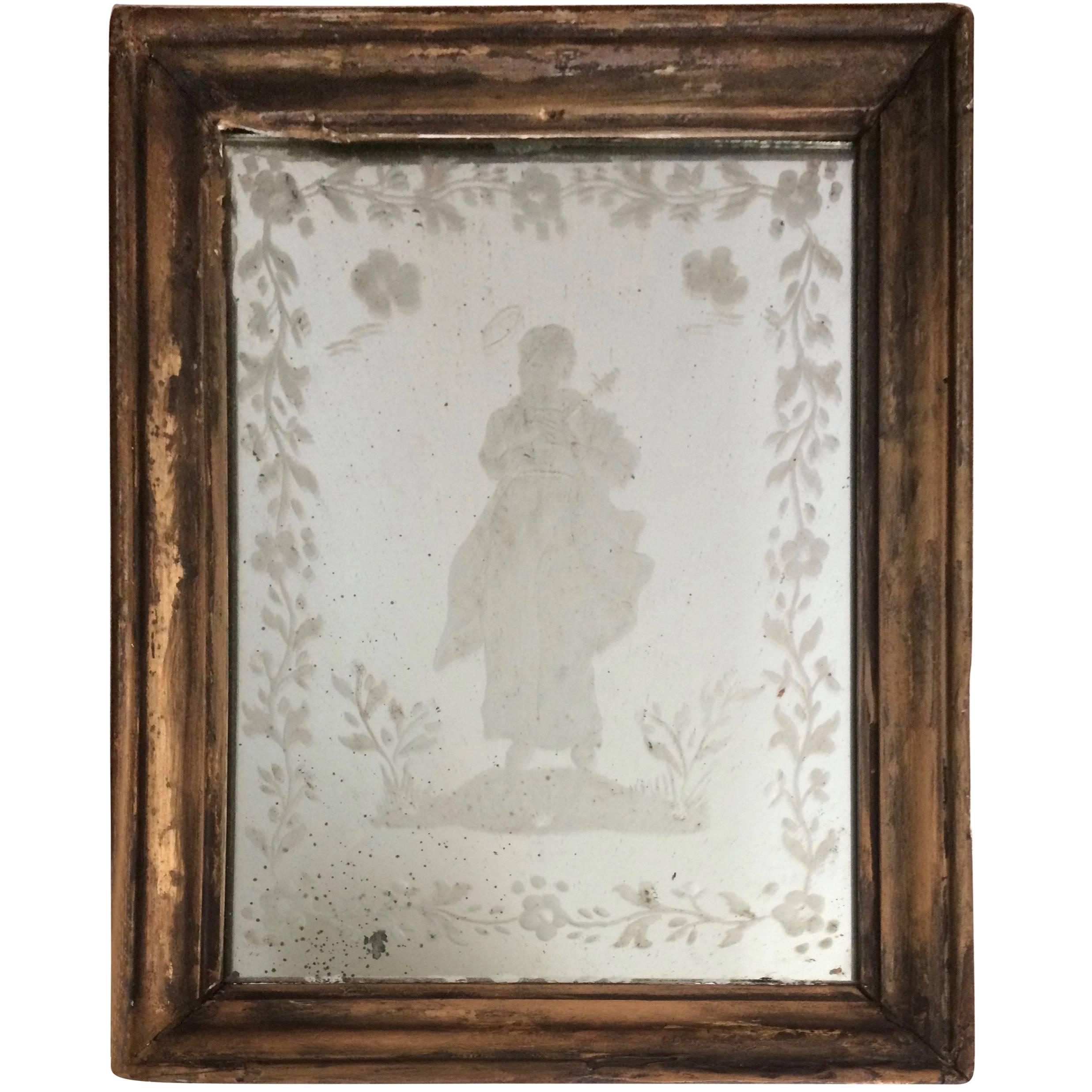 Charming Early Venetian Etched Mirror