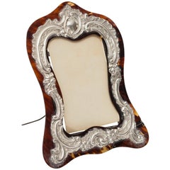 Antique 19th Century Tortoiseshell Picture Frame with Silver Mounts