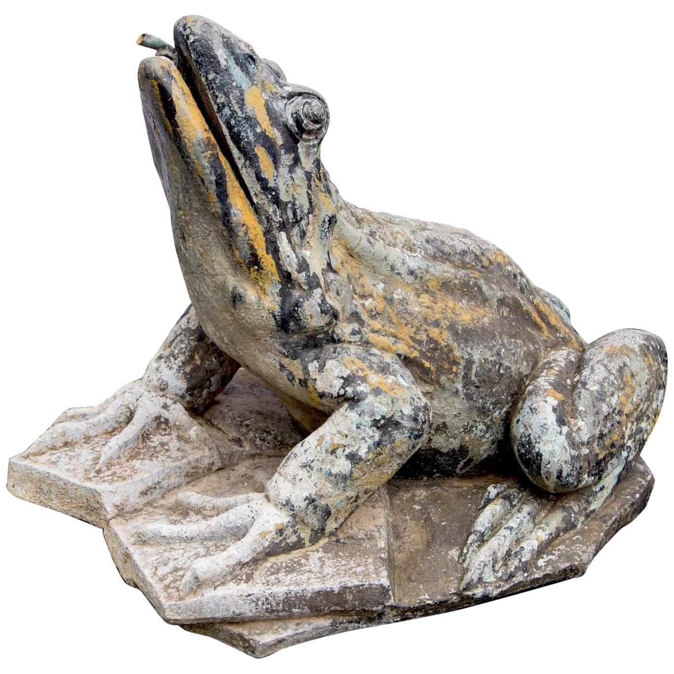 Exceptionally Large French Zinc Frog Fountain