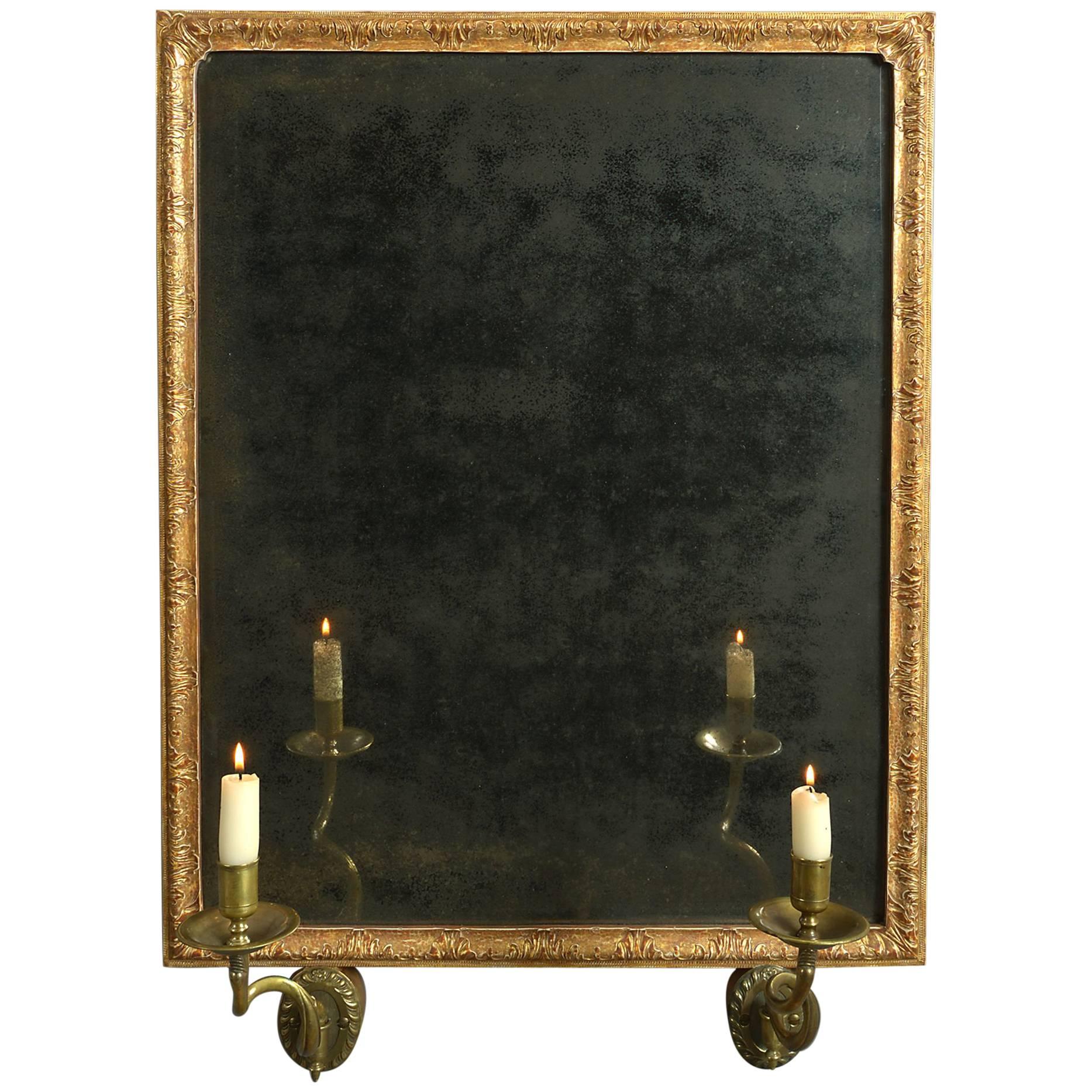 Early 18th Century George I Period Gile Gesso Girandole Mirror