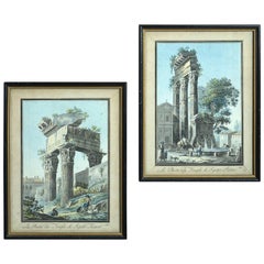 Two 18th Century Hand Colored Engravings Depicting Roman Ruins