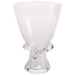Steuben Crystal Stylized Tulip Form Footed Vase, Signed, 20th Century