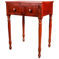 Antique Sheraton Cherry Two-Drawer End Stand, 19th Century