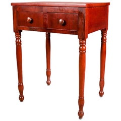 Antique Sheraton Cherry Two-Drawer End Stand, 19th Century