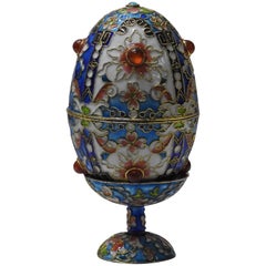 Chinese Cloissone Egg Box and Stand