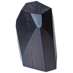 Antique Stool / Table in Carbon Dyed Cedar with Black Marble Insert by Hinterland Design