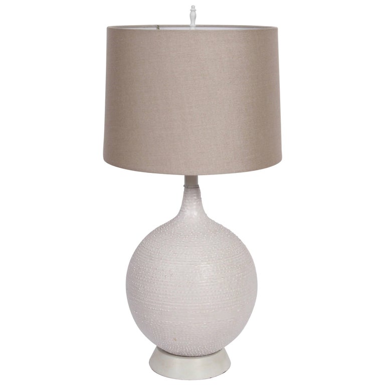 Design Technics Off White Stipple Ceramic Table Lamp, 1950's For Sale
