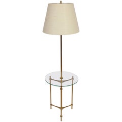 1970s Laurel Lamp Company Brass and Side Table Floor Lamp