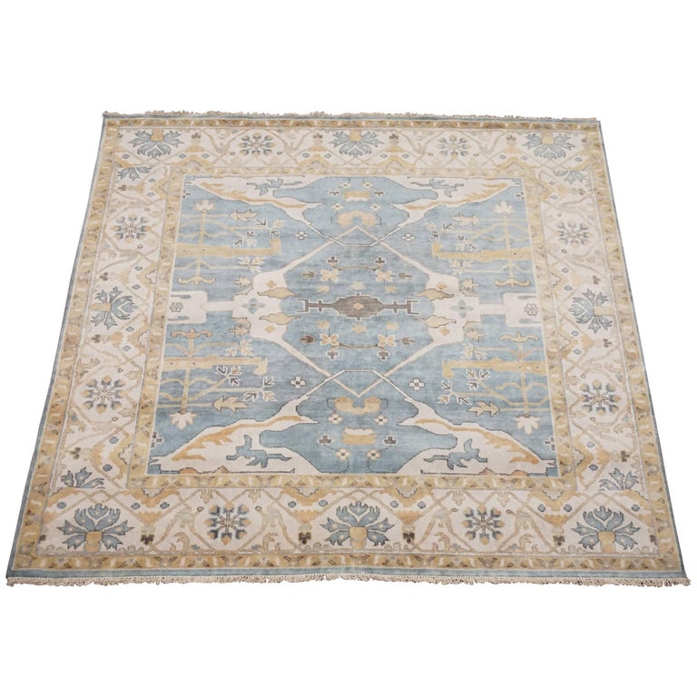 LightBlue Square Oushak Design Rug For Sale at 1stdibs