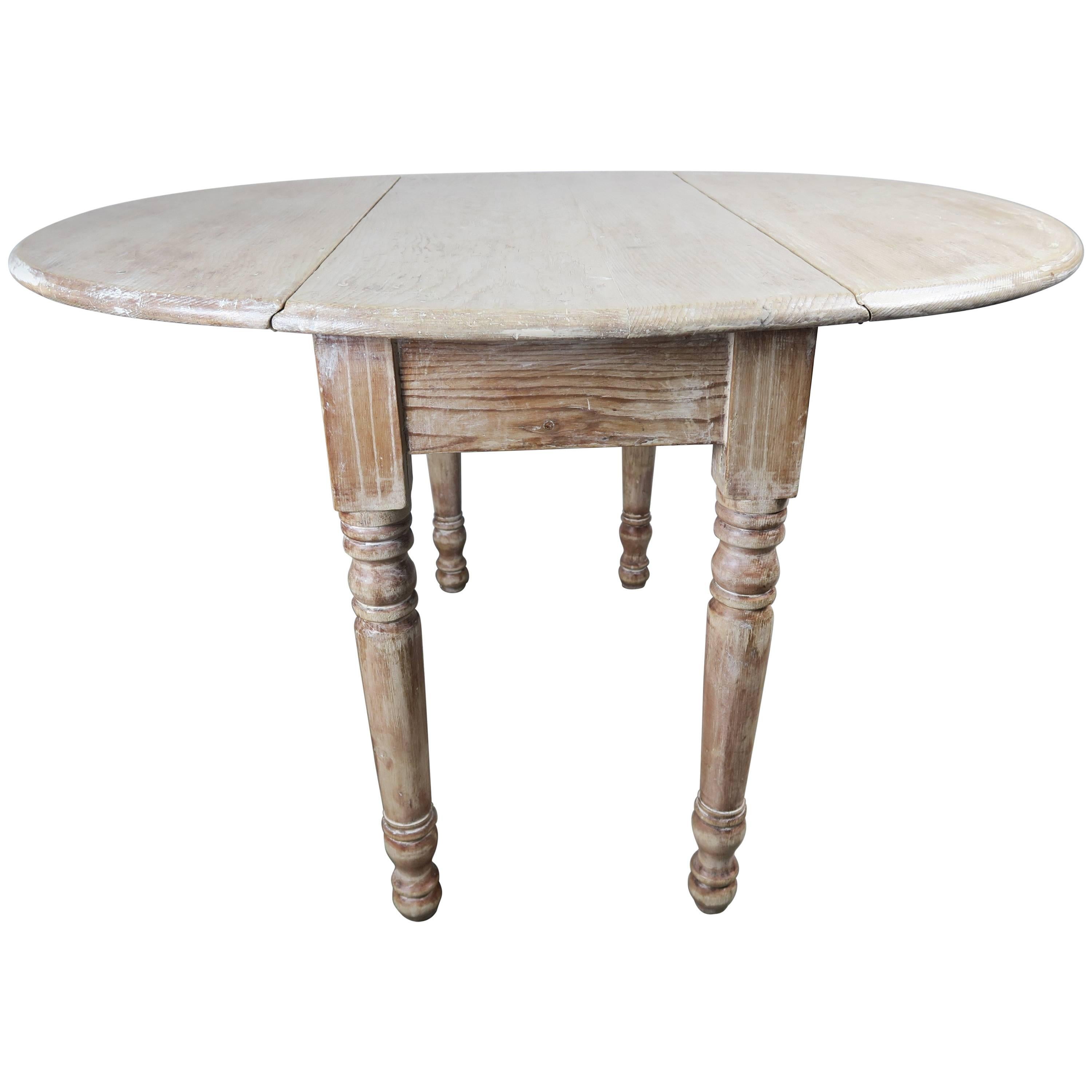 English Drop-Leaf Table with Natural Washed Finish