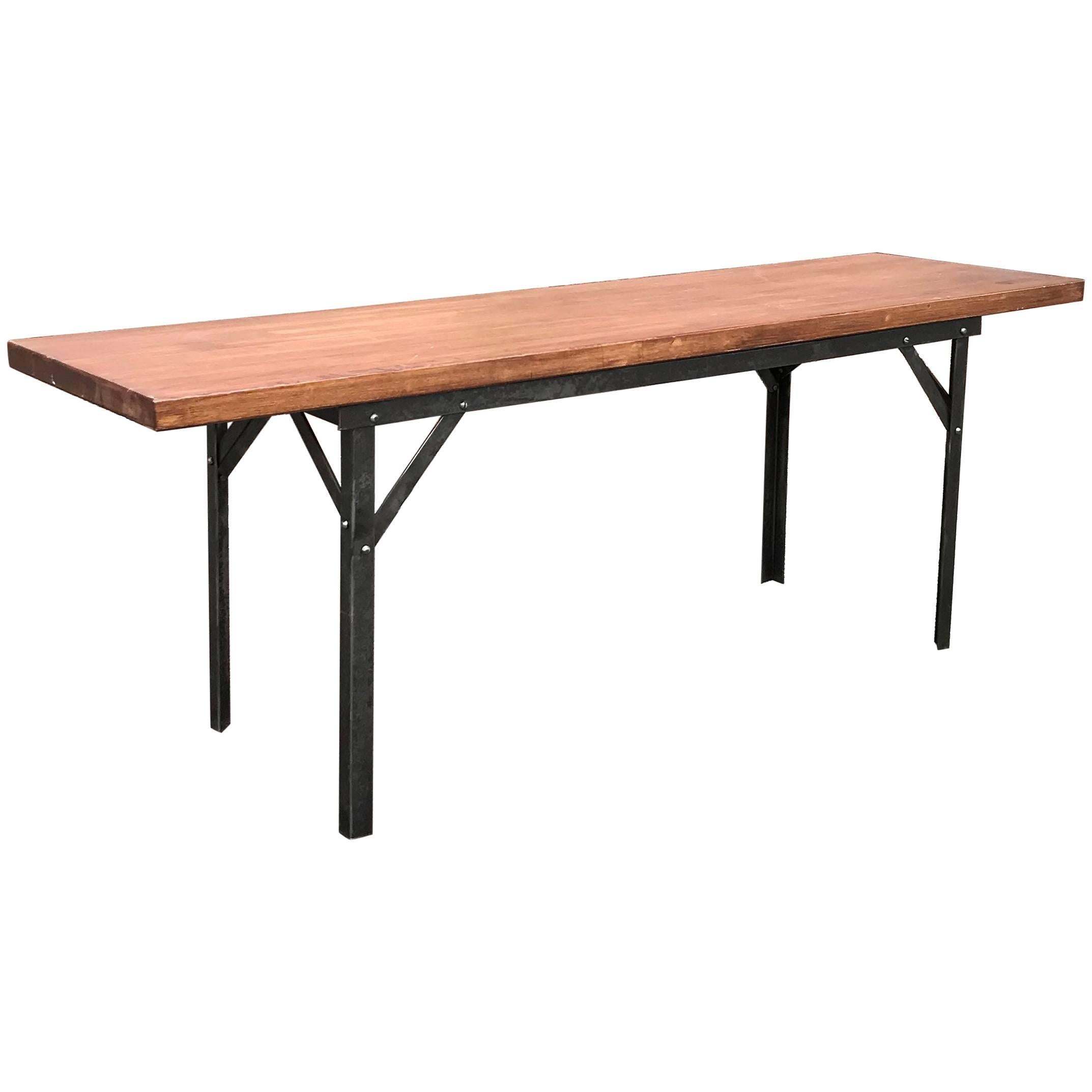 Industrial Angle Iron and Maple Block Bench
