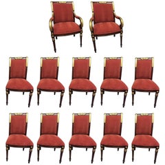 Ensemble de 12 chaises à manger en acajou par E.J. Victor