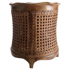 Antique French Louis XV Style Carved Walnut and Caned Footed Basket 20th Century Vintage French Louis XV Style Carved Walnut and Caned Footed Basket 20th Century