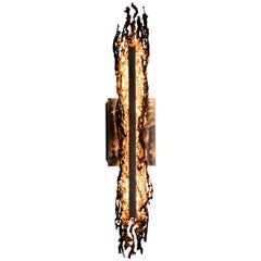 Burnt Copper Form Sconce, Open Narrow Form, Wall Sculpture