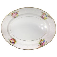 Large Spode Oval Platter, Moulded and Painted Flowers, Pat. 1943, circa 1815