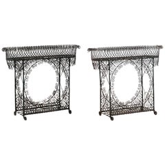 Antique Pair of 19th Century Wirework Plant Stands