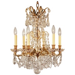 French Early 20th Century Crystal and Bronze Chandelier