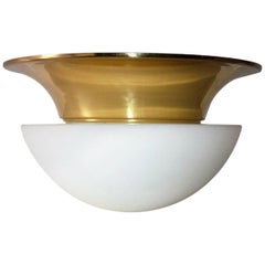 Large Midcentury Glass and Brass Flush Mount by Limburg, Germany, 1980s