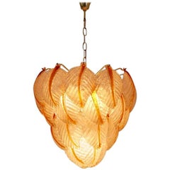 Original Murano Glass Leaves Chandelier by A.V. Mazzega, Italy, 1970s