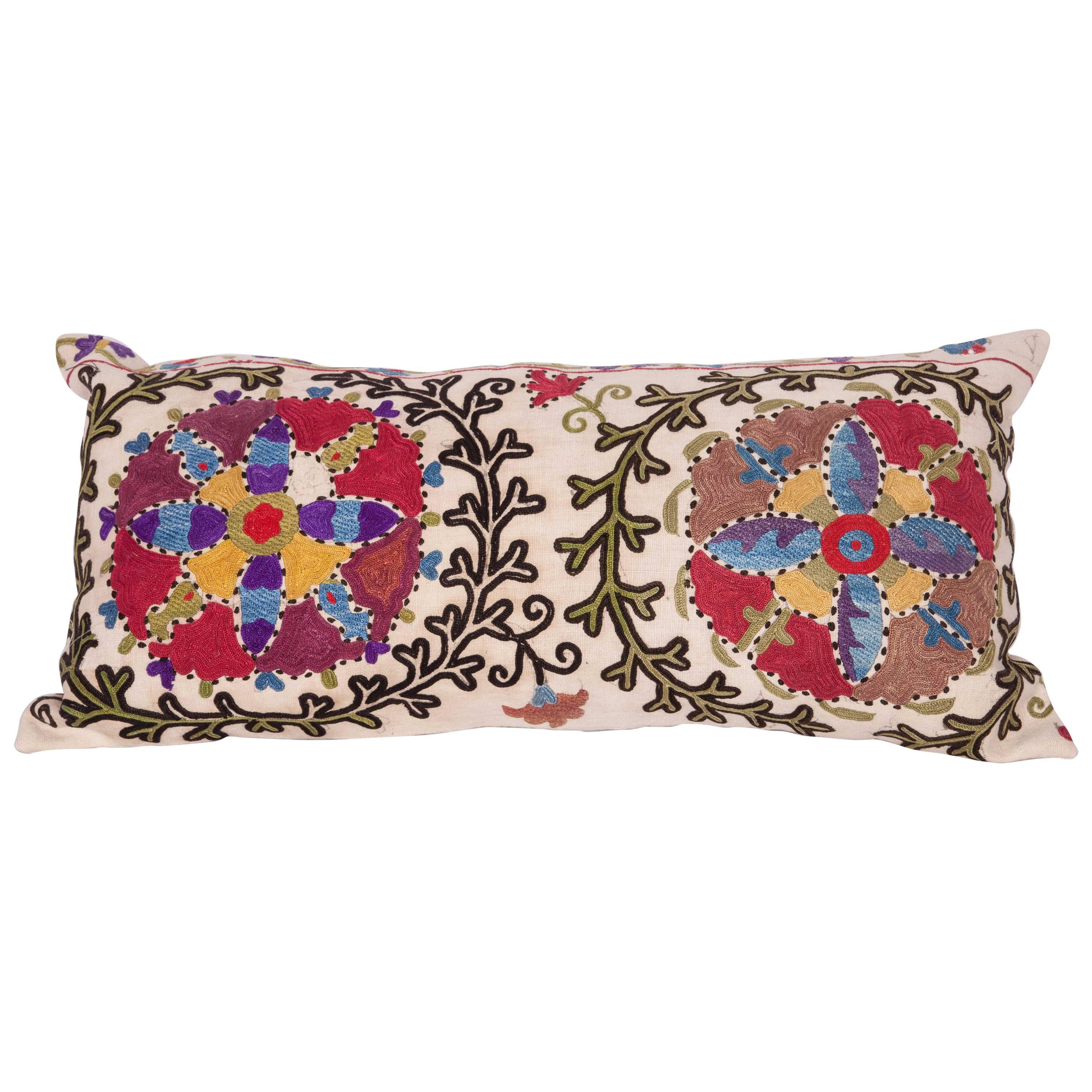 Antique Pillow Made Out of a Late 19th Century, Uzbek Bukhara Suzani