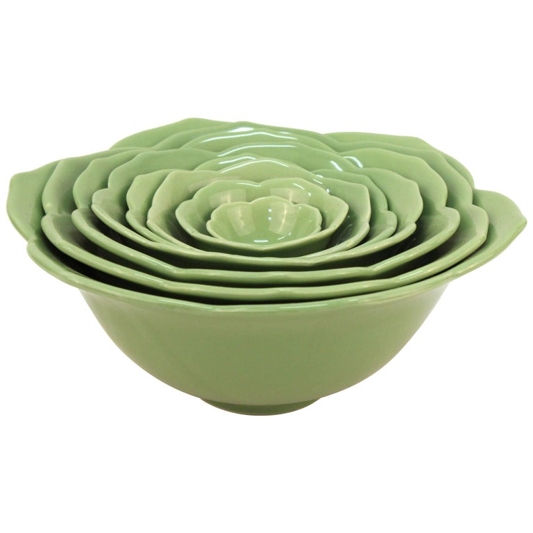 Set of Green Lettuce Leaf Bowls at 1stDibs